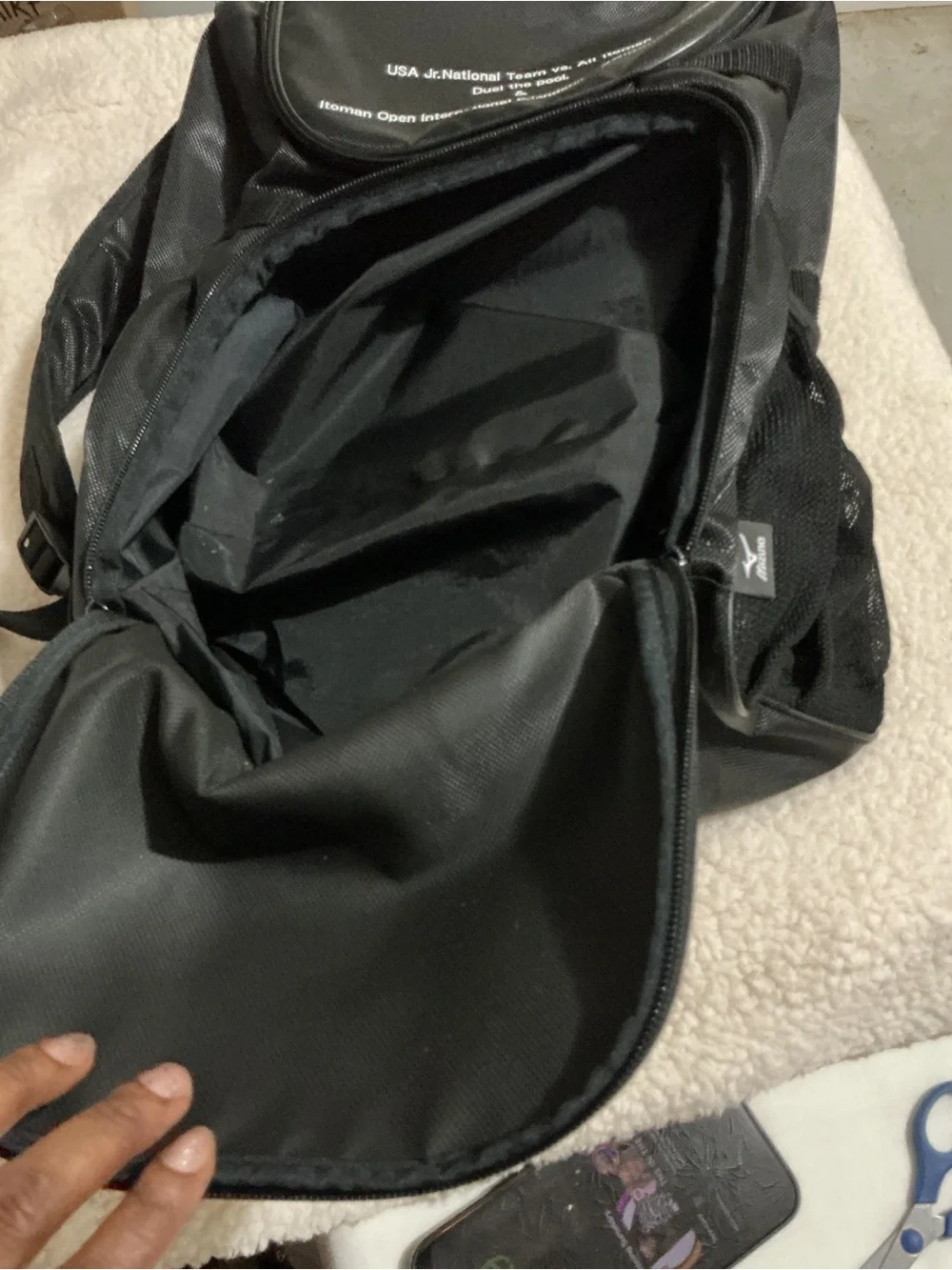 Vintage Black Backpack with White Script Logo